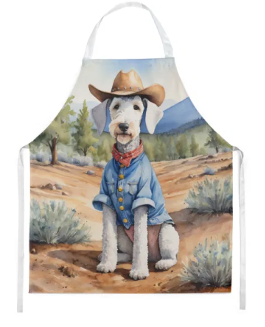 Bedlington Terrier - Welcome Cowboy Apron for Cooking, Baking and Crafts for Adult Women and Men - Unisex Large