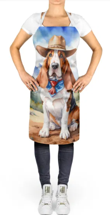 Basset Hound - Welcome Cowboy Apron for Cooking, Baking and Crafts for Adult Women and Men - Unisex Large