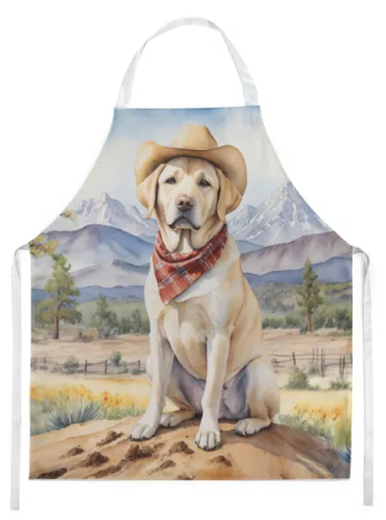 Labrador Retriever - Welcome Cowboy Apron for Cooking, Baking and Crafts for Adult Women and Men - Unisex Large