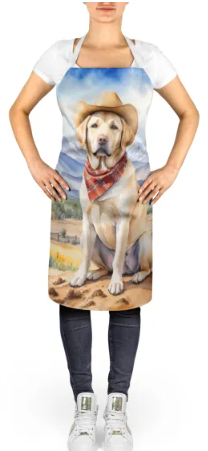 Labrador Retriever - Welcome Cowboy Apron for Cooking, Baking and Crafts for Adult Women and Men - Unisex Large