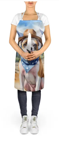 American Bulldog - Welcome Cowboy Apron for Cooking, Baking and Crafts for Adult Women and Men - Unisex Large