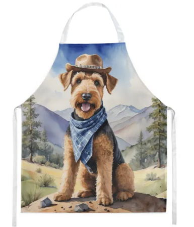 Airedale Terrier - Welcome Cowboy Apron for Cooking, Baking and Crafts for Adult Women and Men - Unisex Large