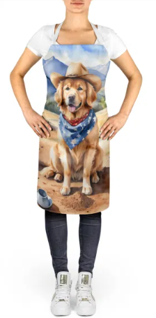 Golden Retriever - Welcome Cowboy Apron for Cooking, Baking and Crafts for Adult Women and Men - Unisex Large