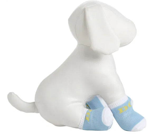 Pet Life - Rubberized Sole Non-Slip Socks for Dogs - Light Blue/White