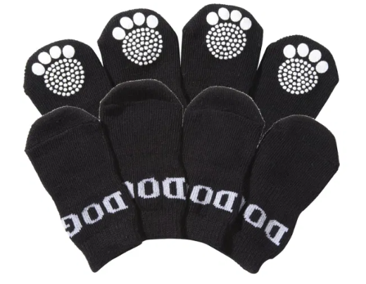 Pet Life - Rubberized Sole Non-Slip Socks for Dogs - Black