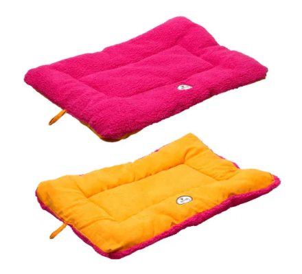 Pet Life - Eco-Paws - Reversible Comfortable Dog Bed - Pink/Dark Yellow