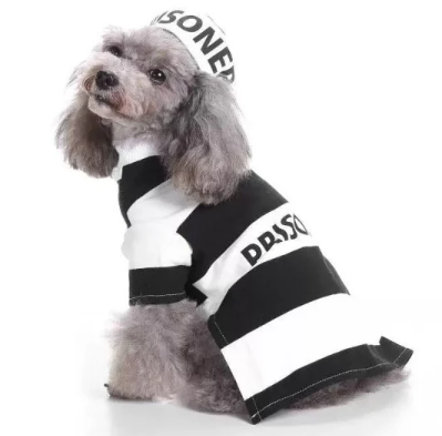 Pet Life Striped Retro Inmate Prisoner Pet Dog Costume Uniform