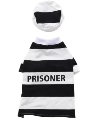 Pet Life Striped Retro Inmate Prisoner Pet Dog Costume Uniform