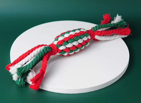 Christmas Stocking with 5 Knotted Rope Chew Toy Set For Dog