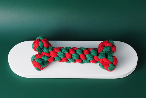 Christmas Stocking with 5 Knotted Rope Chew Toy Set For Dog