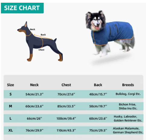 Super Absorbent Microfiber Bathrobe-Towel for Medium and Large Dogs