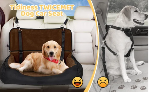 Car Travel Seat with Storage Bag and Safety Belt for Small and Medium Dogs