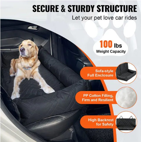 Versatile Car Seat Cover with Bolstered Sides for Dogs