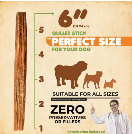 100% Natural Beef Gullet Sticks Chews Treats for Dogs