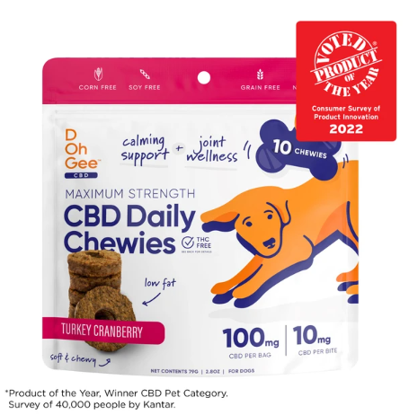 D Oh Gee CBD Brand Daily Turkey Chewies for Dogs - 10 count (100mg CBD Per Bag )