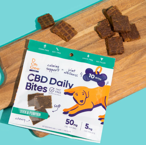 D Oh Gee Brand CBD Daily Duck and Pumpkin Bites for Dogs - 10 Count (50MG CBD Per Bag)