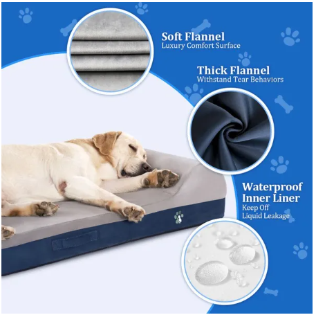 Durable Flannel Fabric Orthopedic Bed with Pillow for Large Dogs