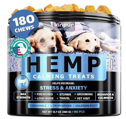 Natural Calming Chews with Hemp Oil Hip and Joint Health Tasty Dog Calming Treats - 180 Count