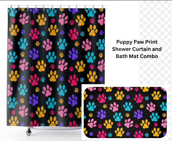 Cute Puppy Paw Print Shower Curtain for Hoomans