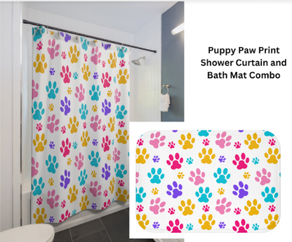 Cute Puppy Paw Print Shower Curtain for Hoomans