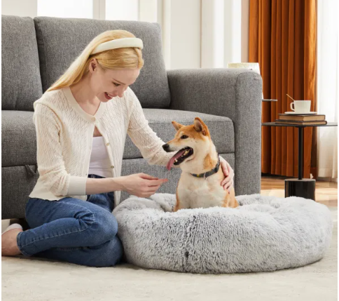 Sweetcrispy - Anti-Slip Round Plush Bed for Dogs and Cats - Large and X Large