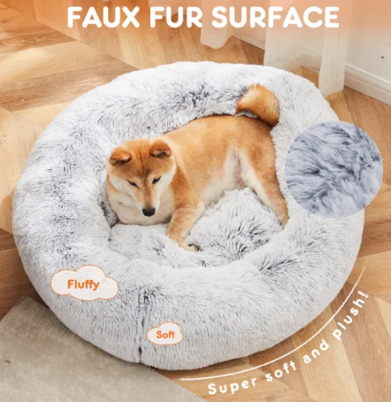 Sweetcrispy - Anti-Slip Round Plush Bed for Dogs and Cats - Large and X Large