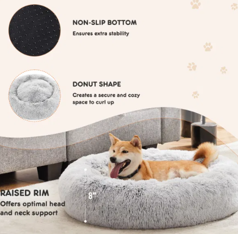 Sweetcrispy - Anti-Slip Round Plush Bed for Dogs and Cats - Large and X Large