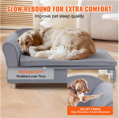 Soft Velvety Sofa Bed for Large-Sized Dogs and Cats - 110 lbs Capacity