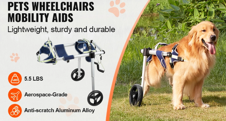 Lightweight Adjustable 2 Wheel Wheelchair/Cart for Back Legs for Dogs