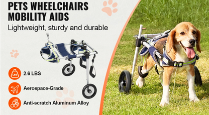 Lightweight Adjustable 2 Wheel Wheelchair/Cart for Back Legs for Dogs