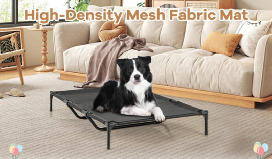 Elevated Covered Bed with Ventilated Windows for Indoor or Outdoor Use for Dogs