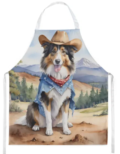 Collie - Welcome Cowboy Apron for Cooking, Baking and Crafts for Adult Women and Men - Unisex Large