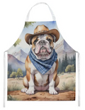 English Bulldog II - Welcome Cowboy Apron for Cooking, Baking and Crafts for Adult Women and Men - Unisex Large