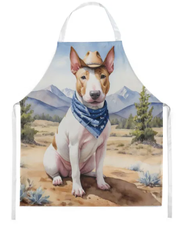 Bull Terrier - Welcome Cowboy Apron for Cooking, Baking and Crafts for Adult Women and Men - Unisex Large