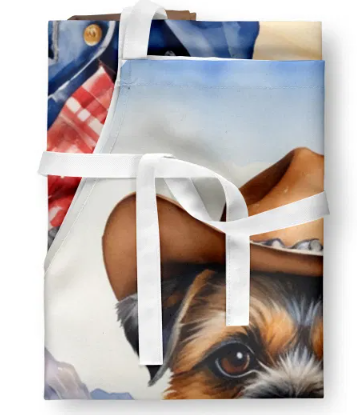 Border Terrier - Welcome Cowboy Apron for Cooking, Baking and Crafts for Adult Women and Men - Unisex Large