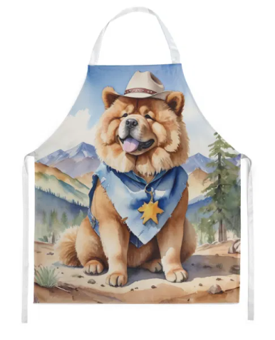 Chow Chow - Welcome Cowboy Apron for Cooking, Baking and Crafts for Adult Women and Men - Unisex Large