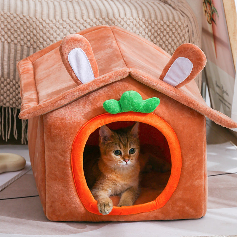 Plush Cute Nesting Villa Bed for Cats and Dogs