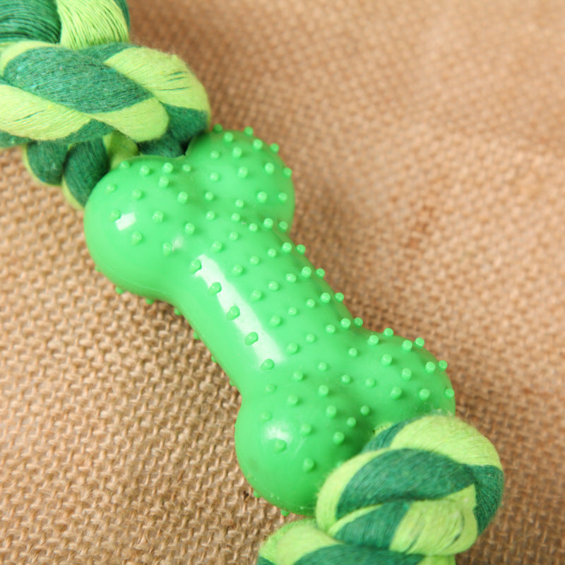 Rubber Bone with Knots and Strings for Dog Toy