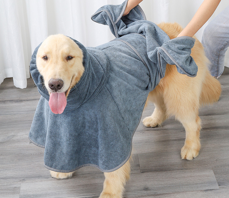 Plush and Warm Doggie Bathrobe with Hand Pockets