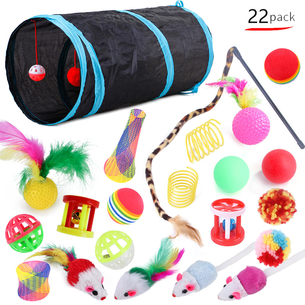 Nylon Cat Tunnel and Tons of Fun Toy Pack