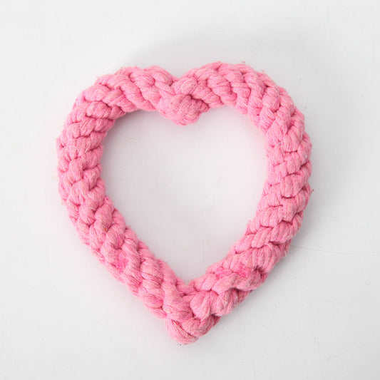 Simple Love Heart Cotton Woven Rope Chew Toy for Dogs