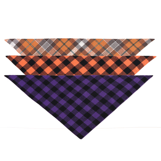 Checkered Triangle Cotton Scarf for Dogs