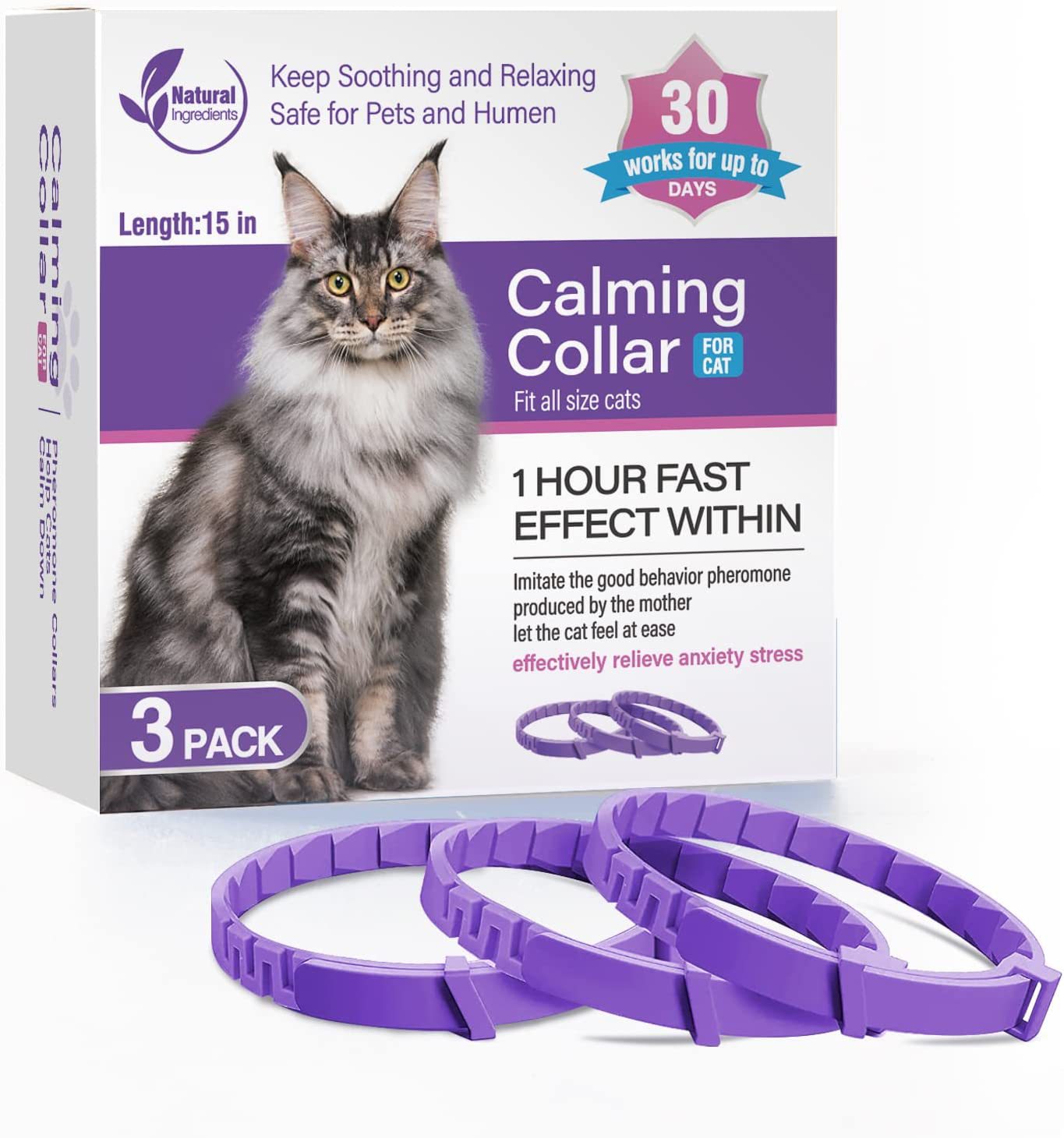 Natural Ingredient Soothing Calming Collar Cats and Dogs