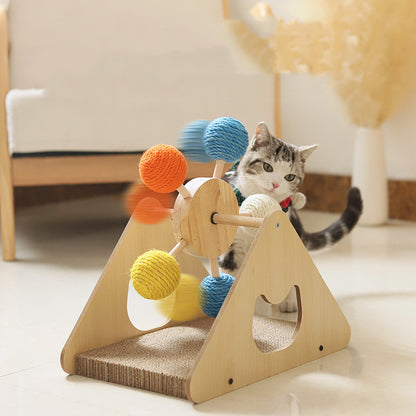 Natural Rope and Wood Ferris Wheel Cat Toy