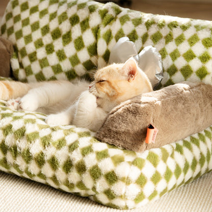 Plush Warm Retro Sofa Bed for Dogs and Cats