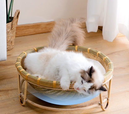 Textured Bamboo Bowl Feline Snuggle Nest