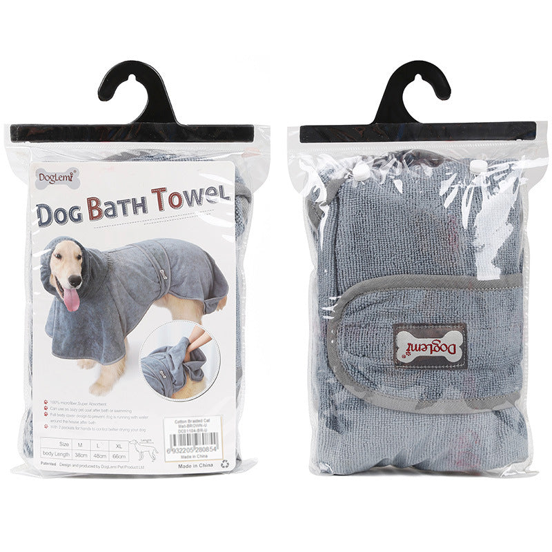 Plush and Warm Doggie Bathrobe with Hand Pockets