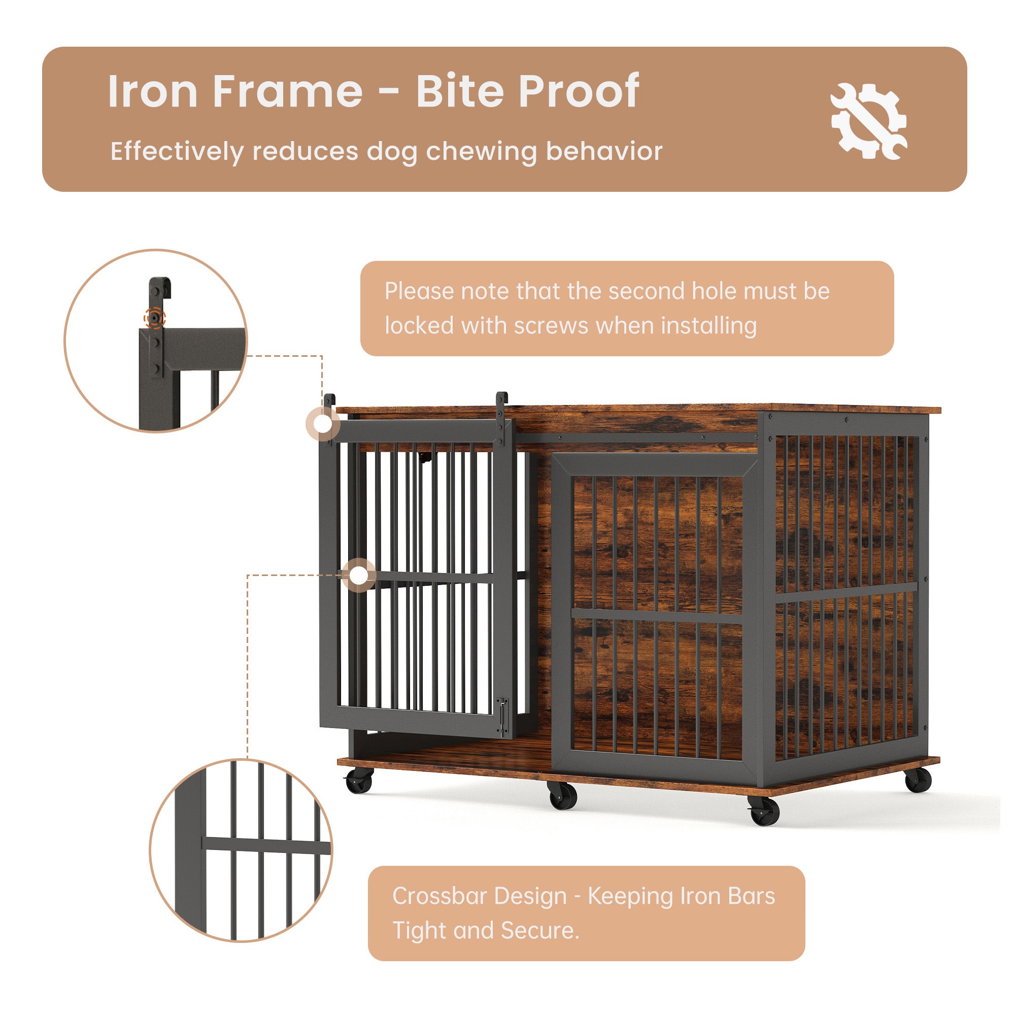 Sliding Iron Door Crate/Kennel with Mat for Dogs