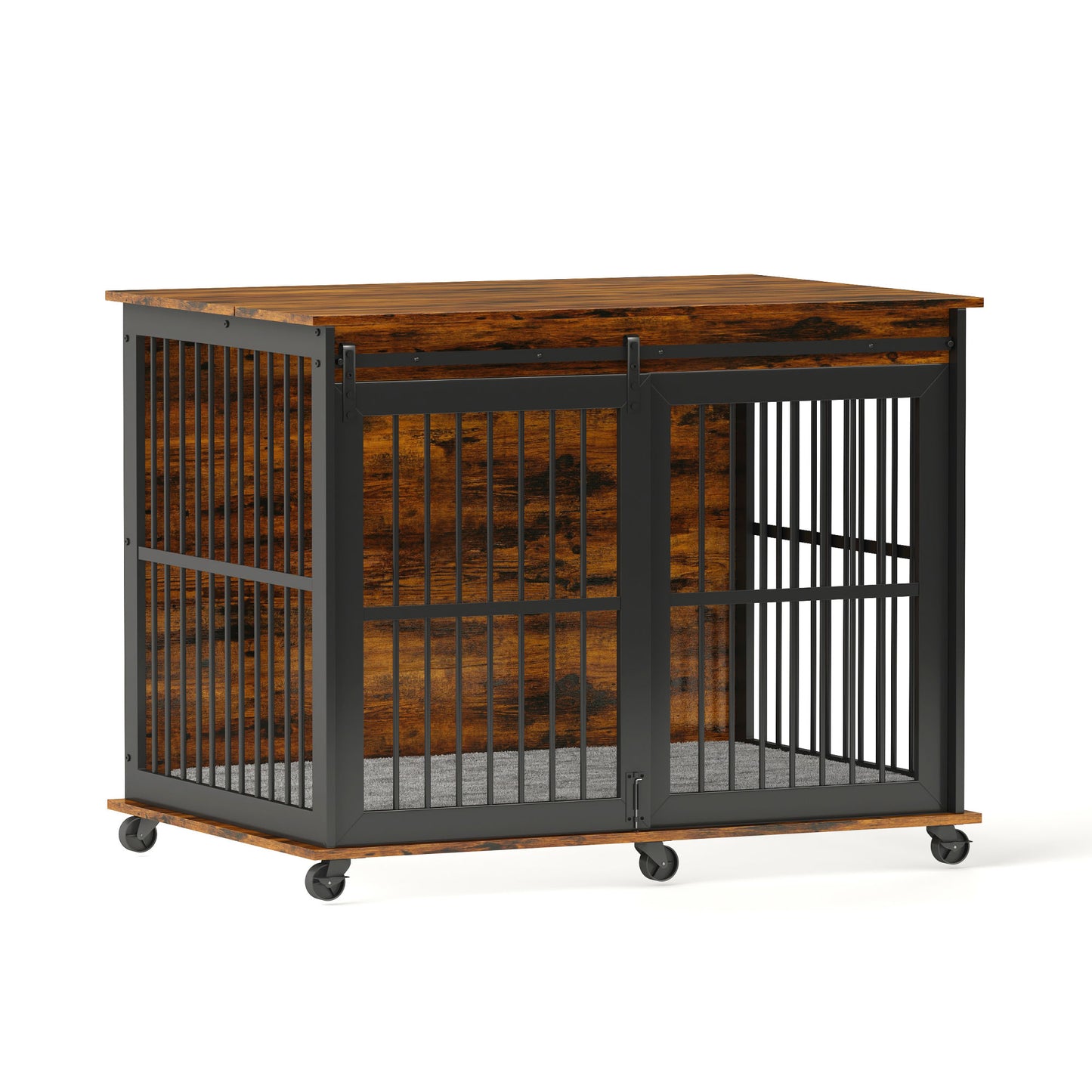 Sliding Iron Door Crate/Kennel with Mat for Dogs