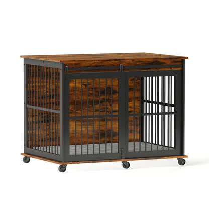 Sliding Iron Door Crate/Kennel with Mat for Dogs